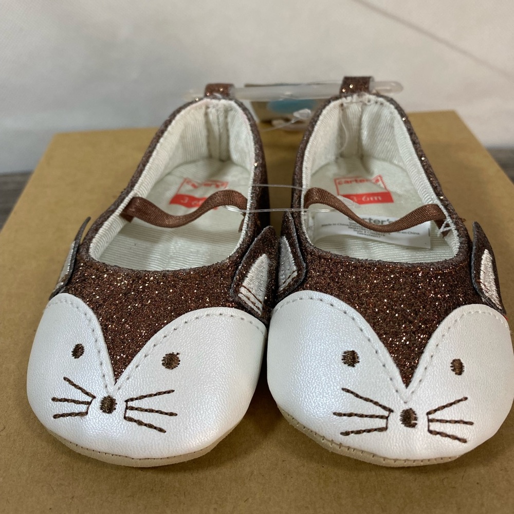 Infants' Carters 3-6mo Brown Cat Shoes NWT